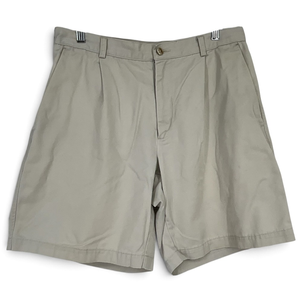 Nike Golf Mens Pleated Chino Shorts Khaki Tan Size 34 Cotton Blend 306896-221